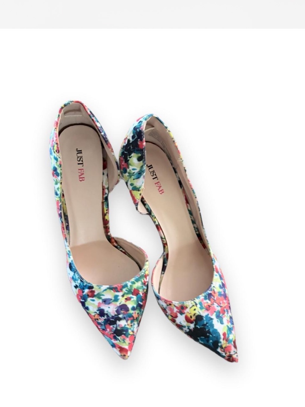 Floral pointed toe heels